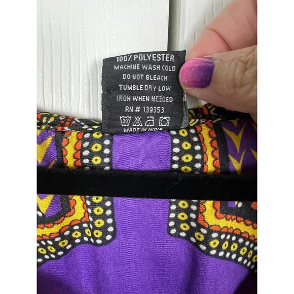 Bohemian Tribal Caftan Kaftan Muu Muu One size  Tie front Purple Yellow Green - Picture 3 of 7